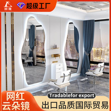 理发店镜台网红烫染挂镜发廊专用美容镜落地剪发镜美发店专用镜子