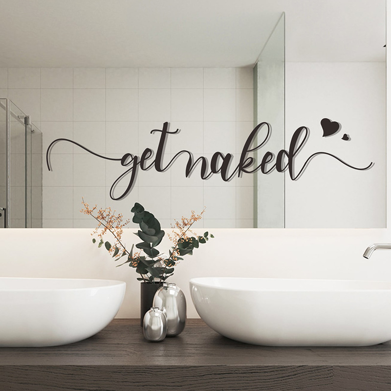 Gjh049 English Slogan Get Naked Bathroom Home Decorative Wall Sticker Self-Adhesive Wholesale Cross-Border