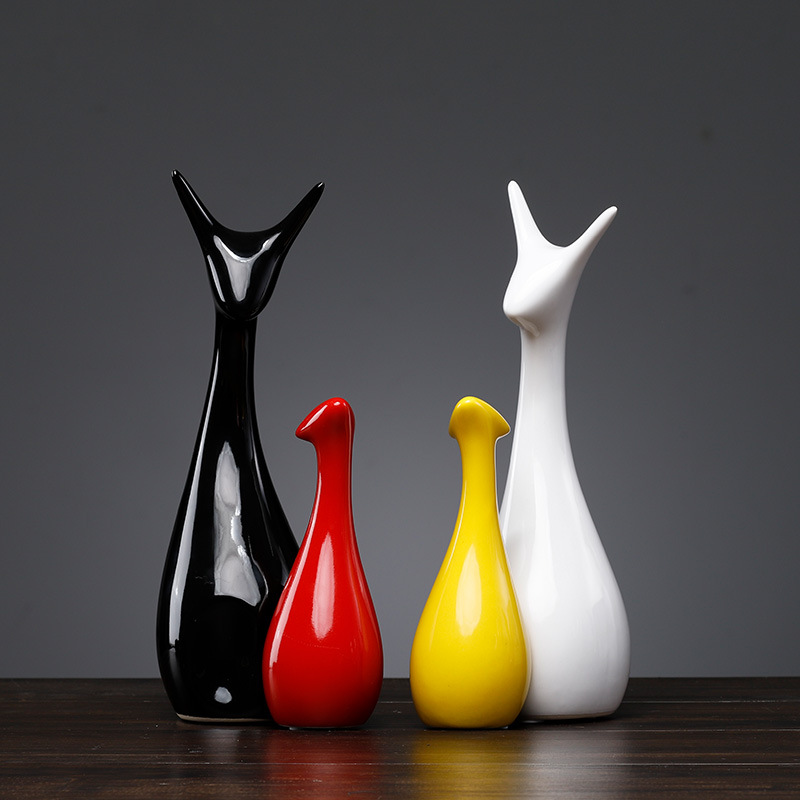 鹿摆件电视柜工艺品陶瓷雕塑酒柜家居客厅装饰品创意结婚礼物