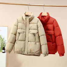 冬季新款立领拉链羽绒棉服短款显瘦外贸薄棉保暖小个子韩版女外套