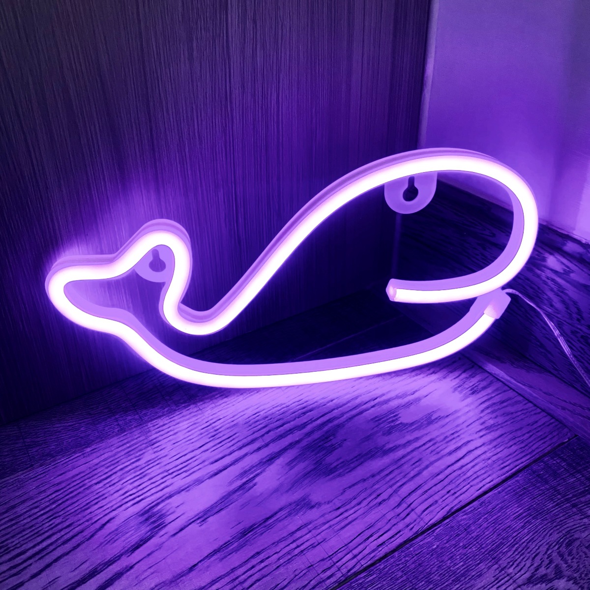 电池/usb供电鲸鱼霓虹灯标志氛围灯桌面挂墙led装饰灯家居装饰