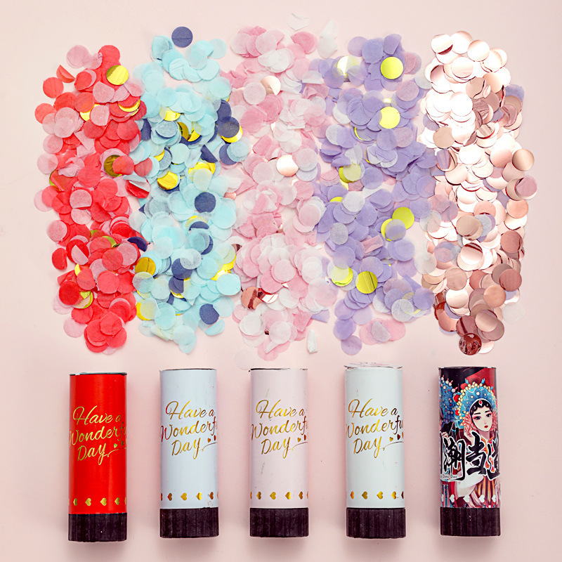 迷你手持小礼炮婚礼结婚礼花筒生日儿童派对手拧旋转亮片纸质拉炮