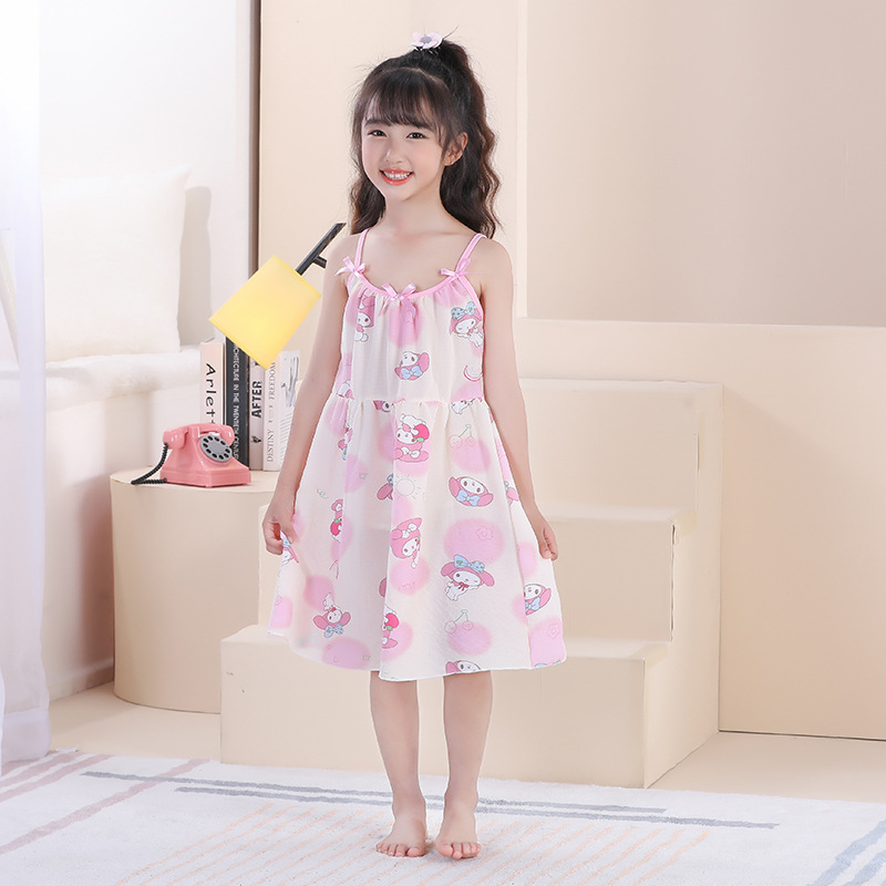 女童夏装吊带裙居家睡裙中大童可爱休闲透气连衣裙百搭显瘦宝宝裙