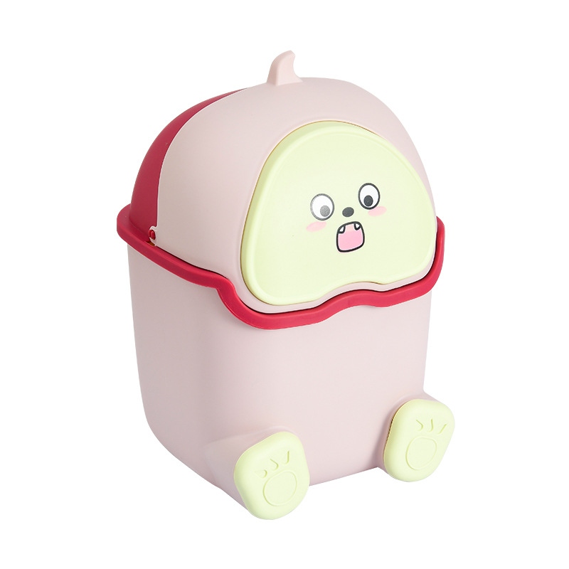 INS Style Household Desk Trash Can with Lid Cute Little Monster Student Dormitory Peel Storage Box Good-looking