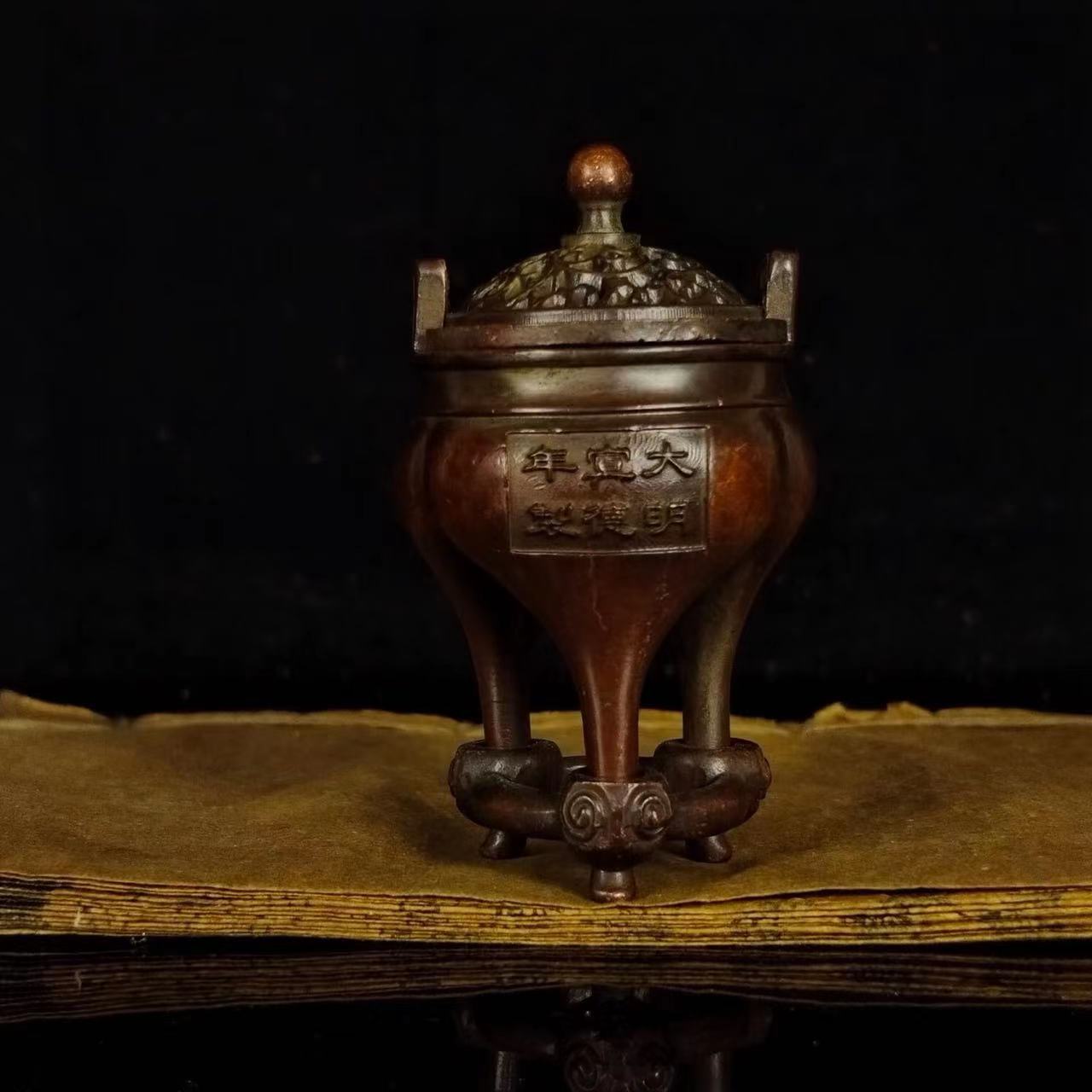 古董古玩批发铜香炉居家复古宣德炉古玩杂项收藏仿古紫铜小香薰炉