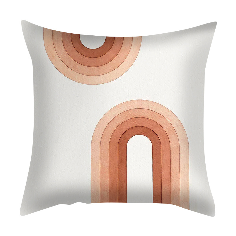 [Clothes] Nordic Abstract Pillow Cover Simple Geometric Morandi Peach Skin Fabric Home Sofa Cushion Cushion Cover