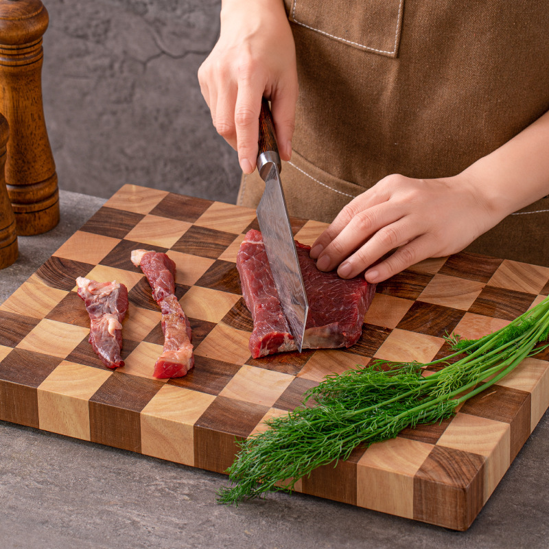 Acacia Mangium Chopping Board Cutting Board Solid Wood Splicing Cutting Board Household Chopping Board Log Chessboard Cutting Board Household Checkered Cutting Board