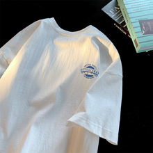 白色棉短袖T恤男士夏季2024新款宽松潮牌ins半袖体恤男生打底衫