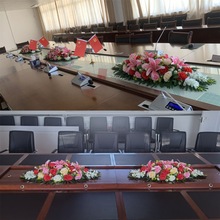 会议桌摆花办公桌花台花仿真花会议室签到台桌面上放的装饰花塑料