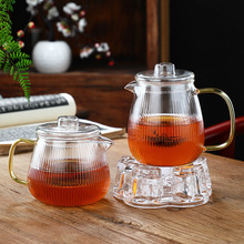 加厚玻璃茶壶耐热竖纹茶壶企鹅泡茶壶中式壶玻璃内胆沏茶壶茶器