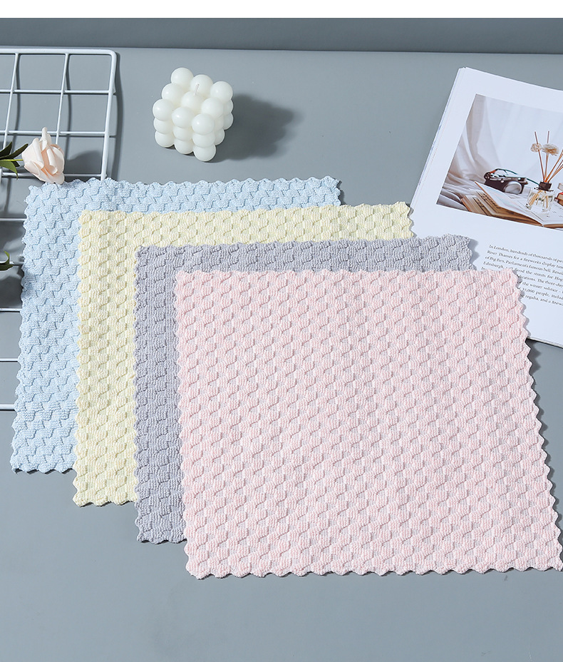 Cross-Border Microfiber Kitchen Towel Furniture Cleaning Car Window Cleaning Seamless Rag Absorbent Cleaning Scouring Pad Towel