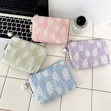 ins风优雅提花蕾丝零钱包小清新高颜值女化妆包可爱多用途收纳包