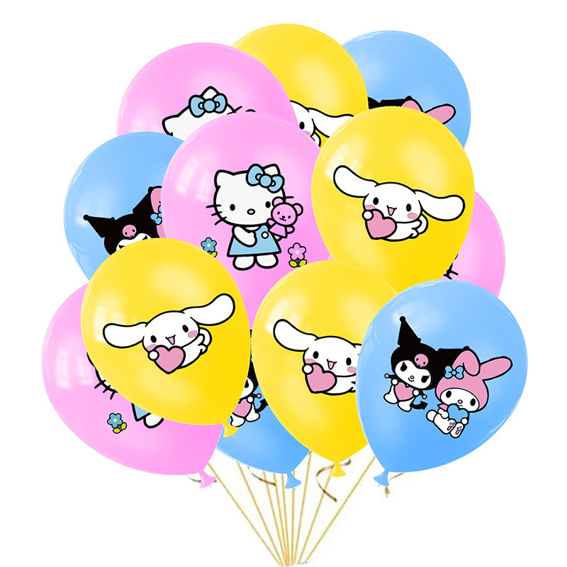 三丽鸥家族卡通kt猫和库洛米玉桂狗生日派对装饰用品乳胶气球套装