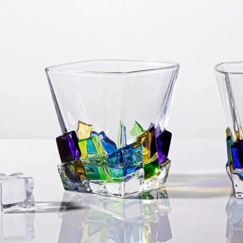 Advanced Purple Ice Cube Cup Artistic Sense Limited Wine Glass Creative and Slightly Luxury Glass Sense Water Cup Whiskey Glass