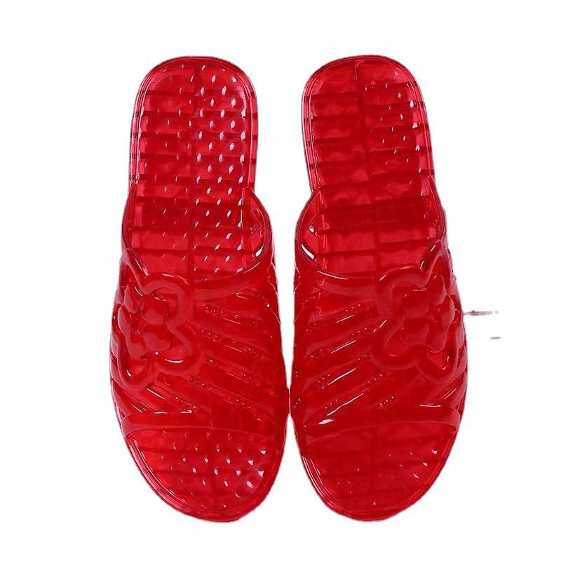 Crystal Plastic Transparent Mid Heel Women's Jelly Color Slippers Indoor and Outdoor Bathroom Slippers