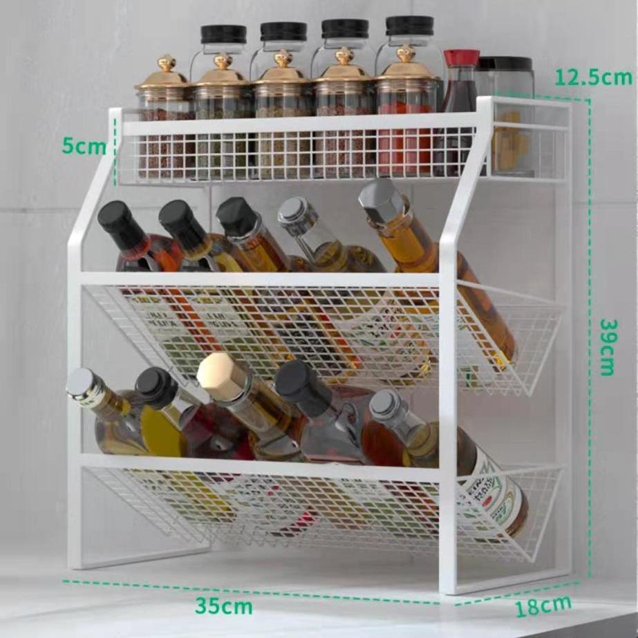 Kitchen Condiment Rack Table Top Multi-Layer Storage Oil Salt Sauce Vinegar Supplies Seasoning Bottle Oblique Seasoning Rack