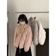 定制 江左 80白鸭羽绒服女冬立领加厚纯色短款面包服外套 533