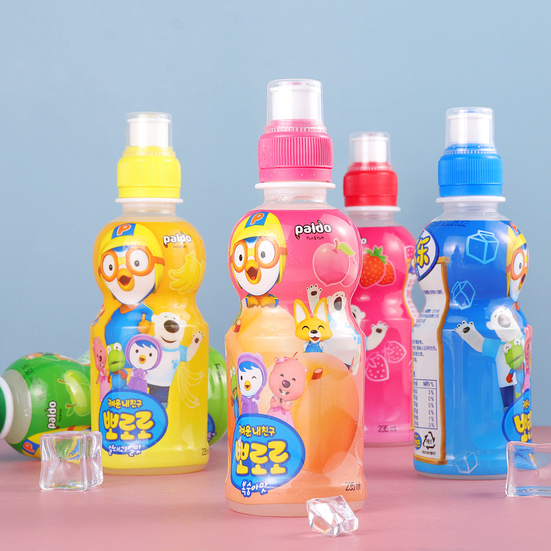 pororo宝露露啵乐乐韩国进口果味饮料牛奶草莓多口味混24瓶儿童瓶
