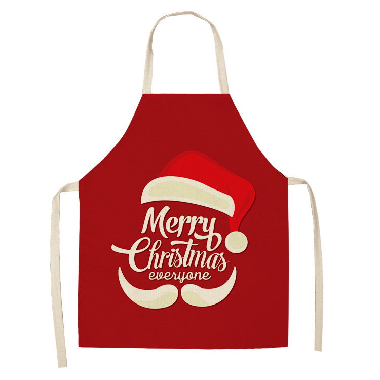 Cross-Border Christmas Series Apron Christmas Decorative Apron Linen Cleaning Sleeveless Coverall Baking Antifouling Apron Direct Supply