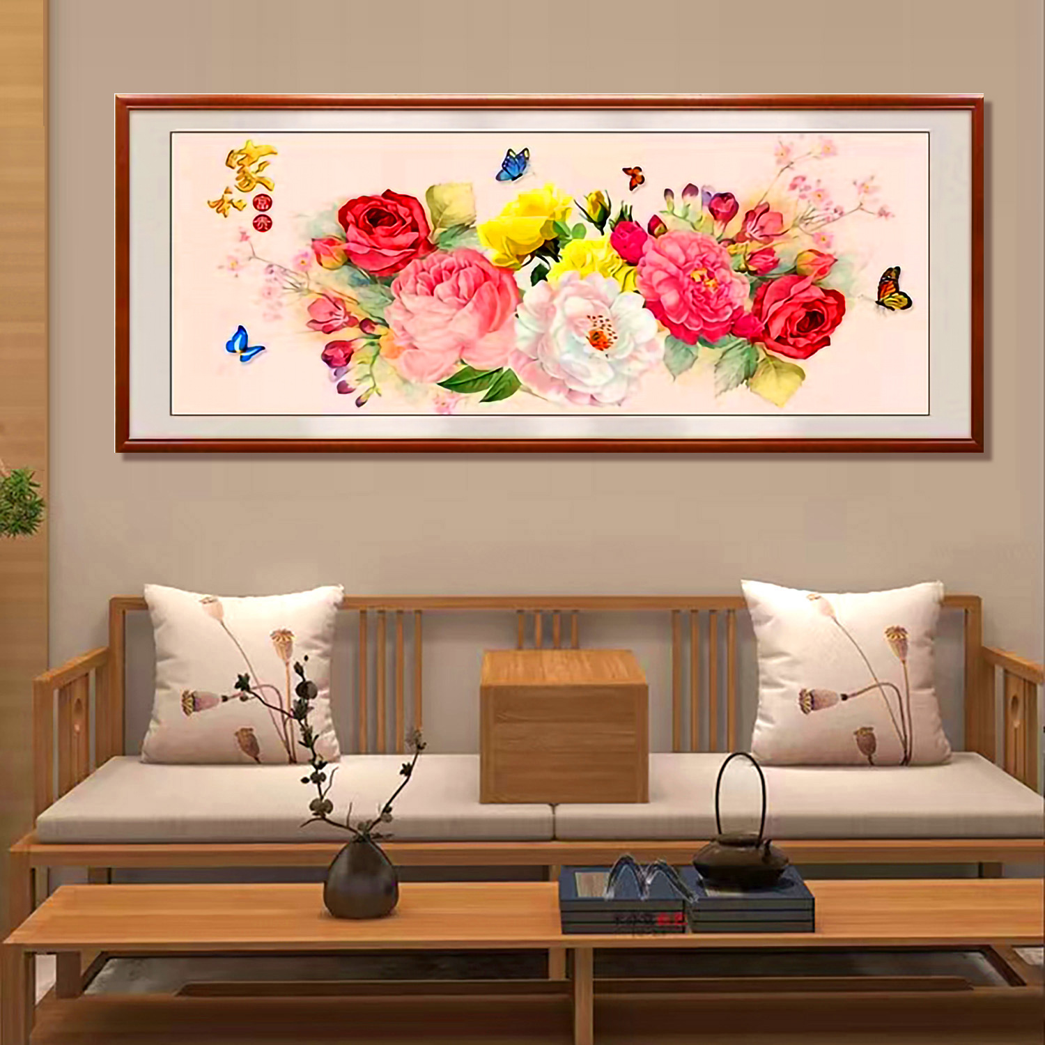 蒙娜丽莎皇室十字绣 家和富贵牡丹 新款简约牡丹装饰客厅手工线绣