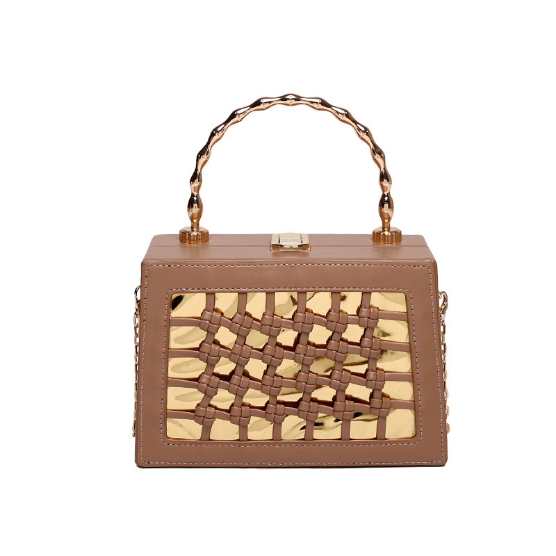 Woven Bag Women's 2023 Korean Style Fashion Hollowed-out Personality Small Square Bag Ins Western Style Woven Crossbody Box Bag