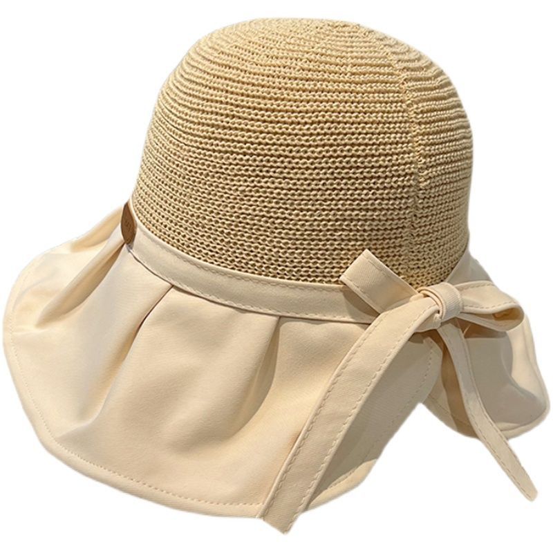 Big Brim Face-Covering Fisherman Hat Women's Summer Sun Hat Korean Style All-Matching Travel Sun Protection Straw Woven Sun Hat Thin