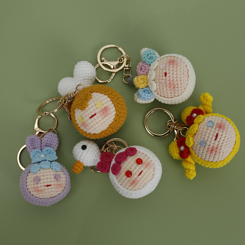 创意手工钩织卡通团子挂件 织女毛线编织玩偶成品 可爱手作小挂饰