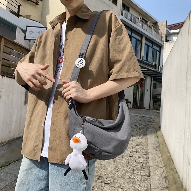 Wholesale New Couple Japanese and Korean Style College Style Simple Shoulder Canvas Messenger Bag Women's Small Shoulder Bag Men's Dumpling Bag