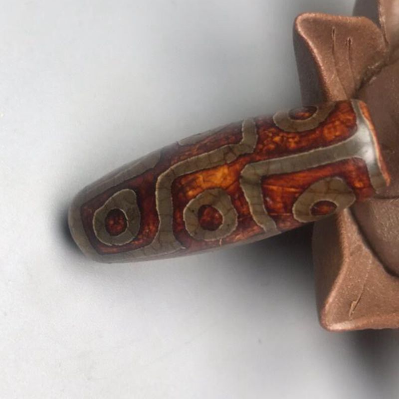 西藏天珠红肉九眼天珠玛瑙朱砂男女款吊坠手串配饰一颗13*40mm