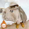 Boys winter 2022 new pattern Plush thickening baby Hooded Sweater Children Autumn and winter children Western style