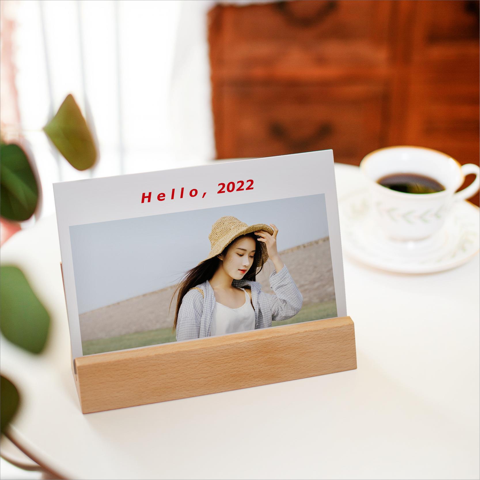 2023年制作木质台历印刷diy创意实木底座照片自制创意日历架子