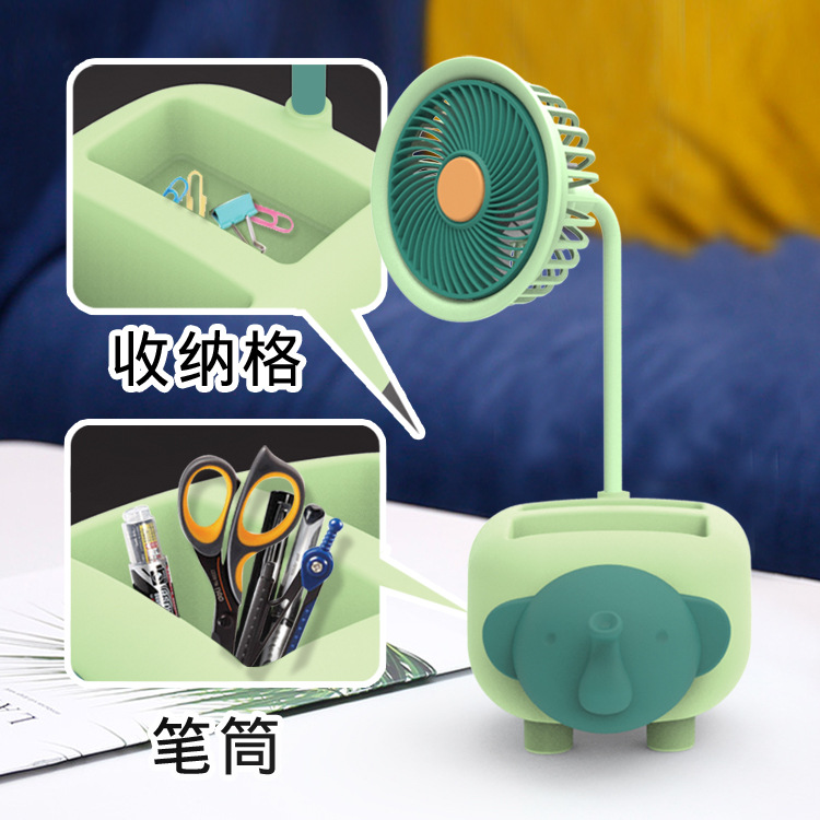 Usb Desktop Fan Cute Sheep Pen Holder Storage Rechargeable Fan Cartoon Hose Adjustable Mobile Phone Stand Little Fan