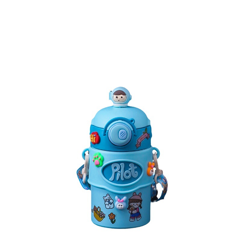 New Children's Cups Factory Wholesale Creative Design Astronaut Big Belly Cup Summer Cartoon Stickers Minimalist Water Cup