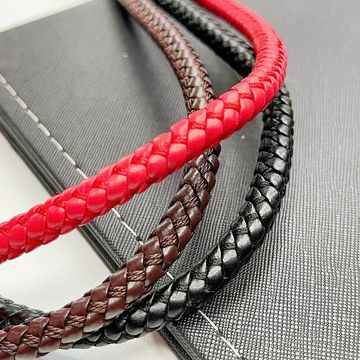 厂家直销pu皮革编织绳diy手绳钥匙扣皮绳八股编织绳挂绳