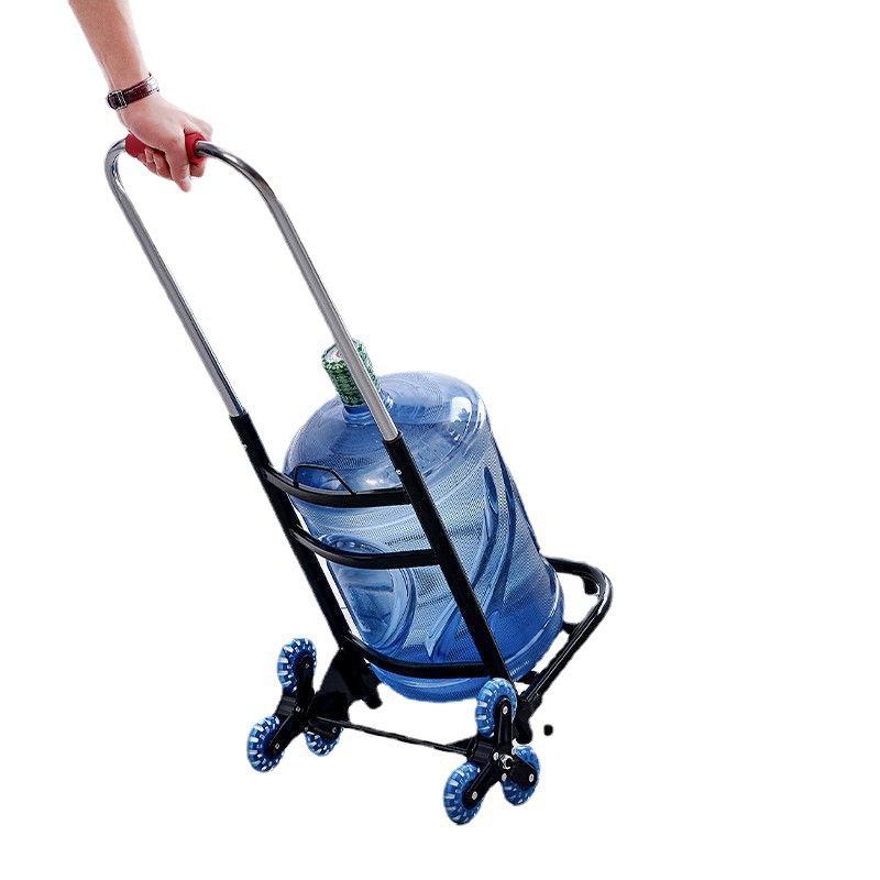 拉水桶小拉车家用进货推车桶装水拉货爬楼车纯净水煤气瓶折叠万百