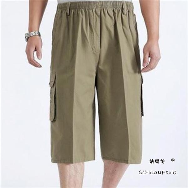 Middle-Aged and Elderly Cropped Pants Men's Shorts Dad Summer Wear Middle-Aged Casual Pants Cotton Tooling Multi-Pocket Pants Loose