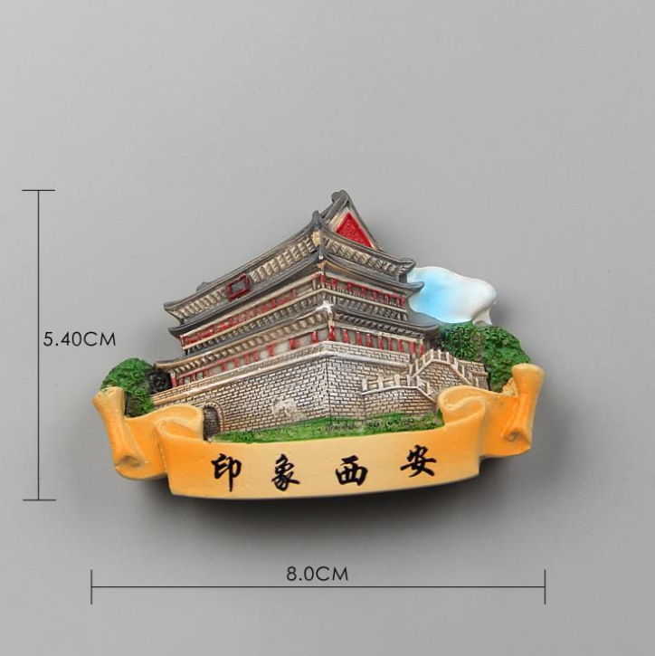 Xi'an, Shaanxi Tourism Souvenir Refrigerator Stickers Magnetic Stickers Hand Gift Scenic Spot Bell Drum Tower Big Wild Goose Pagoda Cultural Creation