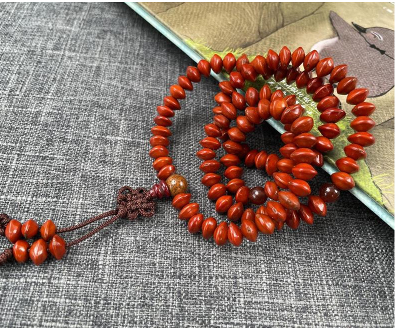 红色相思豆血菩提子手串红心菩提手链男女情侣本命年转运佛珠