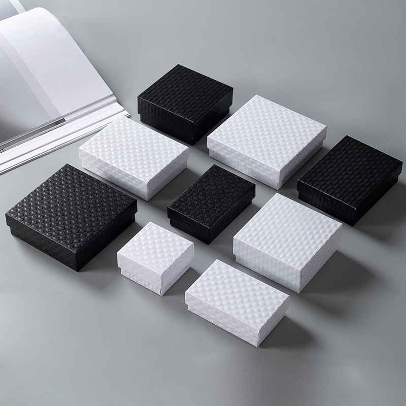 现货黑白色天地盖饰品纸盒 耳钉戒指手镯手链项链首饰包装盒-阿里巴巴