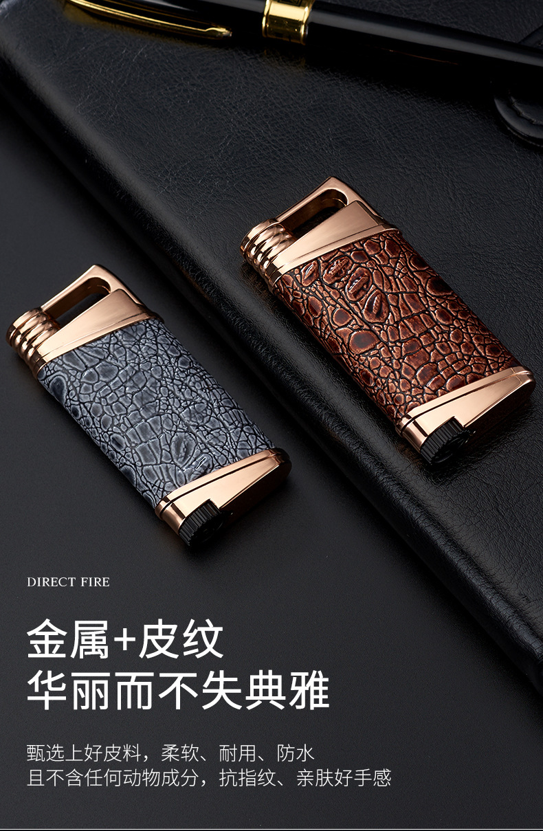 新款直冲蓝焰打火机充气防风喷火个性创意diylogo高档礼品打火机