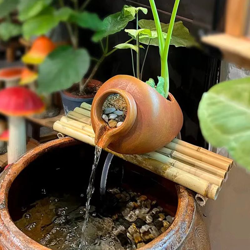 陶瓷鱼缸流水盆古风陶罐古法养鱼罐庭院花盆水培水缸鱼池水循环