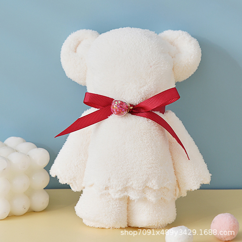 Thick Coral Fleece Face Washing Creative Bear Towel Square Washcloth Wholesale Wedding Wedding Gift Cute Towel