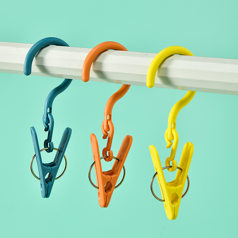 防风晾衣夹 晒衣服固定夹子 带钩衣夹袜子夹晒袜子神器衣夹子塑料
