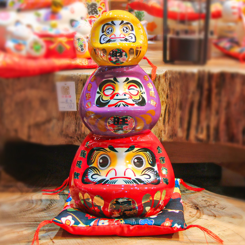 创意家居礼品达摩存钱罐陶瓷工艺品摆件不倒翁日式开业店铺装饰