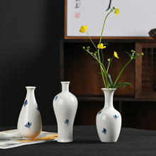 新品手绘枫叶陶瓷花瓶创意手工花器中式家居茶席装饰品摆件