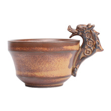 创意日式复古粗陶茶杯带把品茗杯主人杯水杯单个陶瓷浓缩咖啡杯子