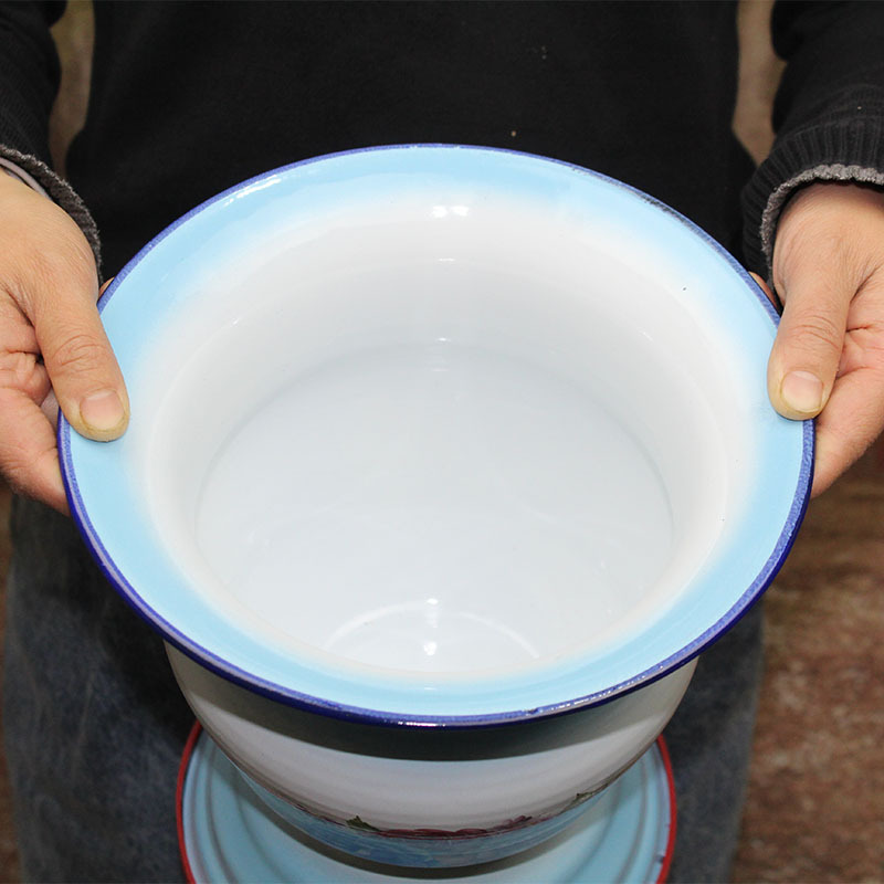 高脚搪瓷痰盂罐女尿盆家用卧室带盖防臭孕妇大人老人尿桶夜用夜壶