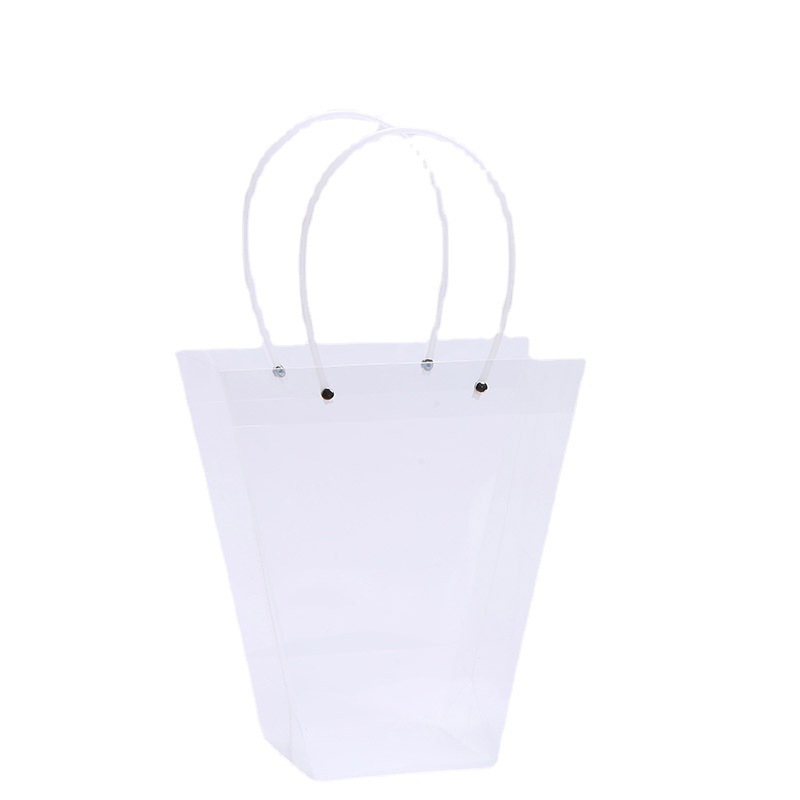 Transparent Trapezoidal Handbag Valentine's Day Flower Bag Bouquet Bag Qixi Flower Handbag Pp Bouquet Bag