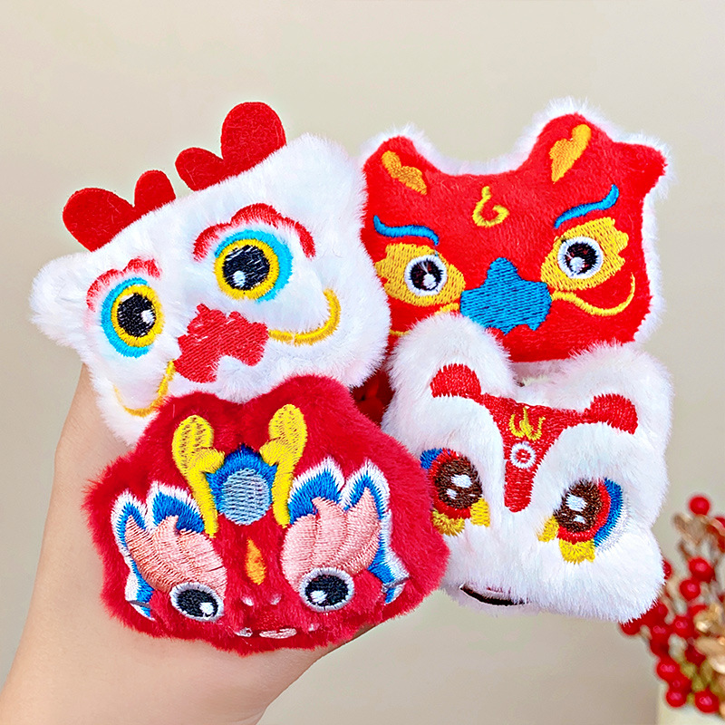 Children's Plush Lion Red Ring Pop Cute New Year Celebration Dual-Use Bracelet Dragon Year New Year Gift Ornament