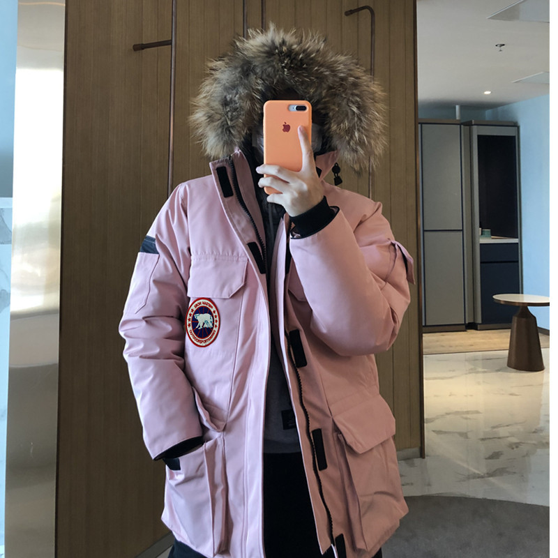 Workwear Canadian Style Big Goose Down Jacket Women's Mid-Length Loose and Warm Coat 08 Expedition Parka Coat Men